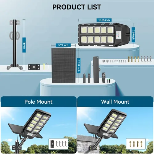 Miniatura 7 de VOOJOY Luces Solares para Exteriores Impermeables, 7000K, luces solares de calle del atardecer al amanecer con sensor de movimiento para exteriores