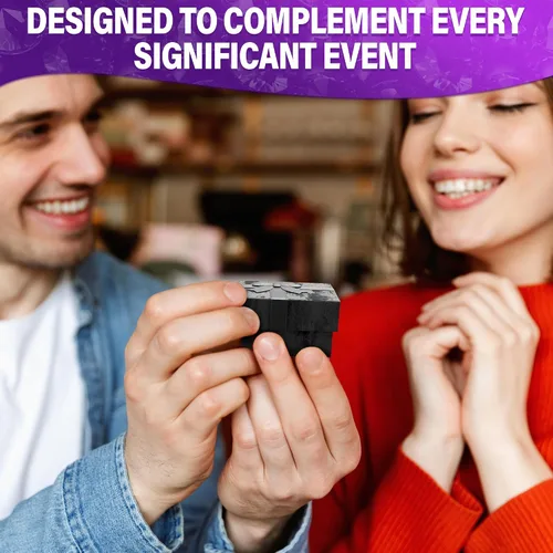 Miniatura 8 de Juego de 24 cajas de regalo para anillos negros, cajas de regalo de joyería de diseño elegante, caja pequeña para aretes para regalo con nudo