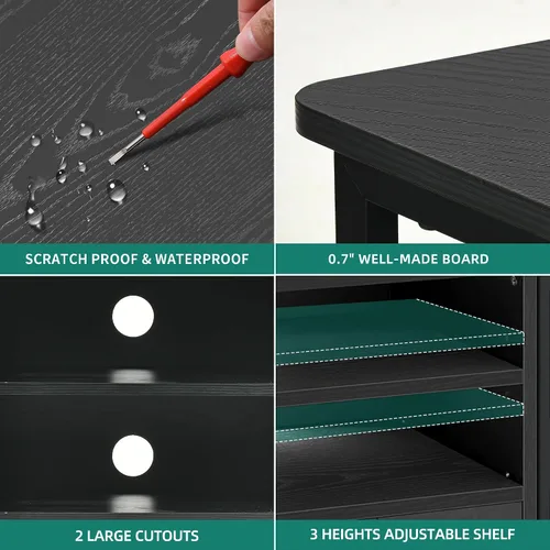 Miniatura 4 de YITAHOME Soporte de TV esquinero para televisores de hasta 50 pulgadas con toma de corriente, moderno centro de entretenimiento de granja, consola