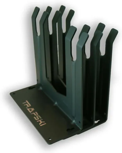 TRAPAWAY Estante de pared | Capacidad para 3 pares de esquís o tablas de snowboard por Bindings | Organizador de garaje para herramientas, equipo y