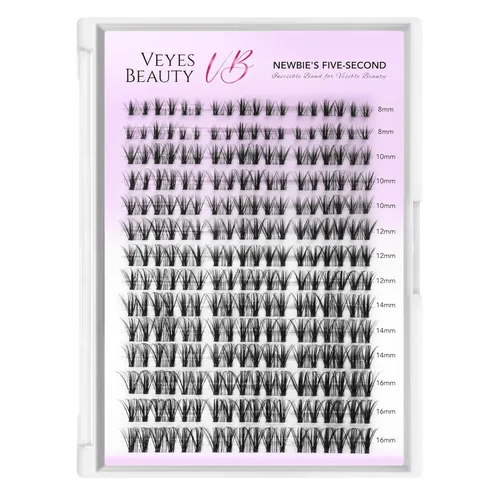 Miniatura 2 de VEYESBEAUTY Extensiones de Pestañas en Racimos Banda Delgada e Invisible DIY Pestañas Postizas Individuales Serie de Cinco Segundos