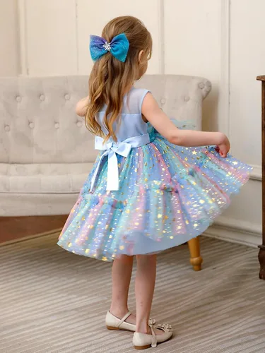 Miniatura 5 de Miipat Vestido de niña de flores para bebé, boda, fiesta, tul, princesa, vestido de baile, vestido formal con lazo para la cabeza