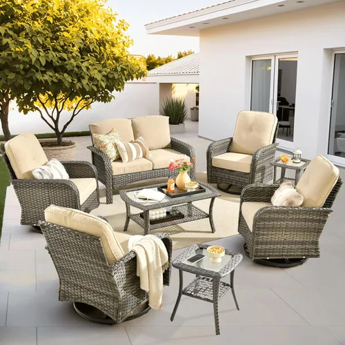 Miniatura 21 de ovios Juego de 2 piezas de muebles para patio, sillas de mimbre para exteriores de 2, sillas de ratán de respaldo alto para todo tipo de clima de 2