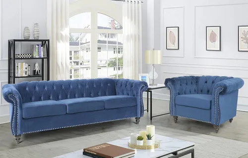 Miniatura 27 de RARZOE Chesterfield - Juego de sofá biplaza, beige, espuma, 1+2 plazas, 67 pulgadas de ancho x 32 pulgadas de profundidad x 27 pulgadas de alto