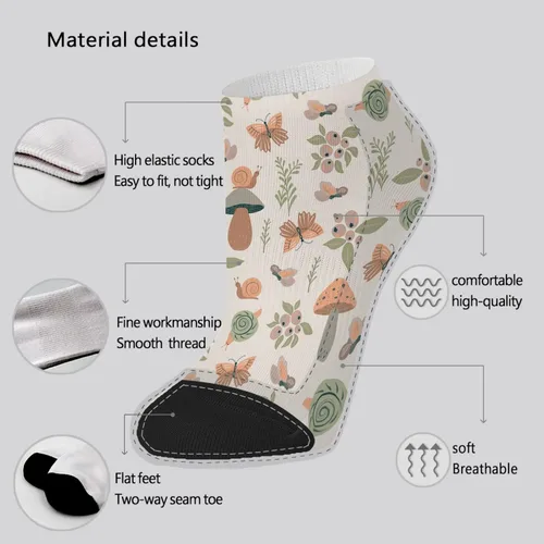 Miniatura 6 de Calcetines de corte bajo para mujer, calcetines invisibles, calcetines atléticos de moda, lindos hongos, hongos divertidos, hongos mágicos, plantas