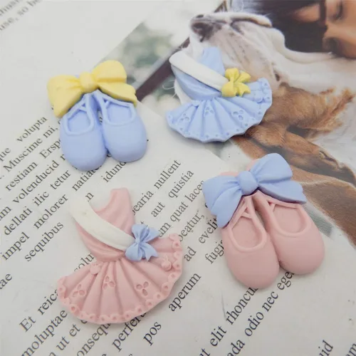 Miniatura 3 de Paquete de 24 zapatos de ballet con parte trasera plana, adornos de falda, zapatos de punta de resina y tutú, adornos de bricolaje, álbumes