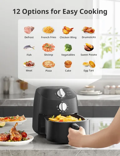 Miniatura 9 de COMFEE' Compacta Freidora de Aire de 2.1 Cuartos con 12 Opciones de Menú, Temporizador Ajustable y Control de Temperatura de 82-204 Grados C, Cesta