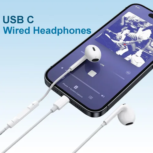 Miniatura 8 de Auriculares USB C para iPhone 17/16/15, auriculares tipo C con micrófono y control remoto, cancelación de ruido para iPhone 17 16 15 Pro Max Plus