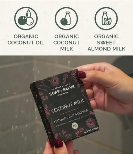 Miniatura 3 de Chagrin Valley Soap & Salve - Barra de champú, coco, sin perfume, orgánico, vegano, rizado y todo tipo de cabello, 5.6 oz (159 g), embalaje