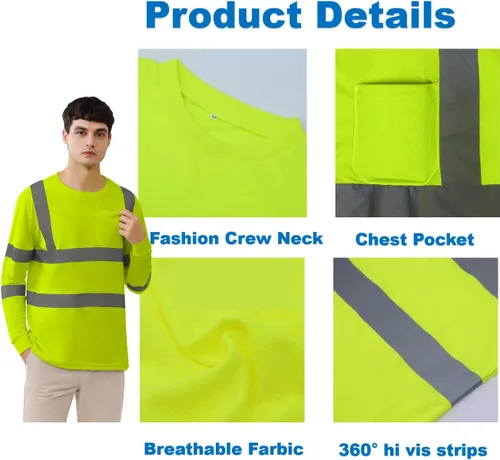 Miniatura 2 de BeautyWill Camisa de seguridad con logotipo personalizado Hi Vis Class2 Camisa reflectante de alta visibilidad con bolsillo Camisa de trabajo