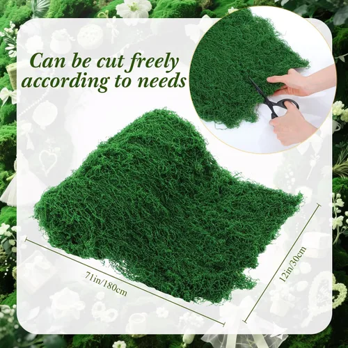 Miniatura 2 de Zeyune 1 camino de mesa de musgo falso para manualidades, rollo de hoja de musgo artificial de 12 x 71 pulgadas, impermeable, para pared, techo