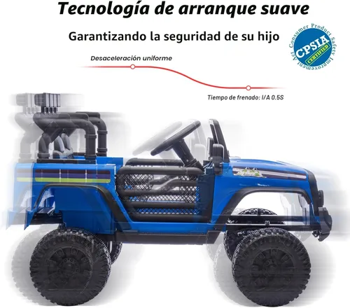 Miniatura 8 de Hikiddo - Coche eléctrico de 24 V para niños, vehículo eléctrico para montar, camioneta de juguete para niños pequeños de 3 a 5 años con control Azul