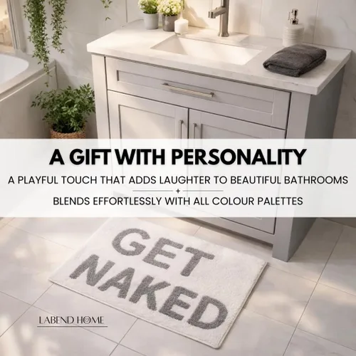 Miniatura 7 de LABEND HOME Alfombra de baño Get Naked de 20 x 31.5 pulgadas, divertida alfombra de baño, respaldo antideslizante de microfibra de felpa, lavable a