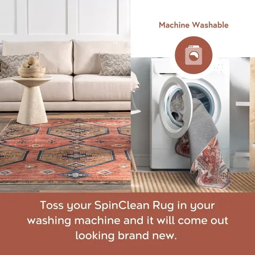 Miniatura 3 de nuLOOM Alfombra de área lavable a máquina de 5 x 8 pies, resistente a las manchas con parte trasera antideslizante, perfil bajo para sala de estar