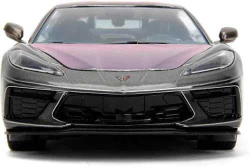 Miniatura 2 de Jada Pink Slips 1:24 W2 2020 Chevy Corvette Stingray - Auto fundido a presión con base, juguetes para niños y adultos (gris metálico/rosa)