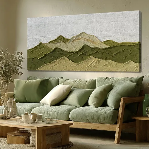 Miniatura 14 de Dolidoteart Arte de pared abstracto marrón beige, pintura al óleo pintada a mano para oficina, decoración de pared horizontal con textura grande