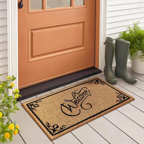 Miniatura 4 de LuxUrux Alfombra de Fibra de Coco de Bienvenida - Respaldo Extra Resistente, 17'' x 30'' Alfombra Natural para Puerta - Fácil de Limpiar, Hermoso