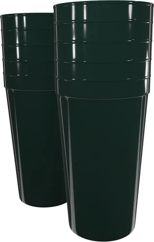 Miniatura 124 de PartyPrints Paquete de 100 vasos de plástico en blanco reutilizables de 10 a 12 onzas, vasos de estadio a granel, sin BPA, aptos para lavavajillas