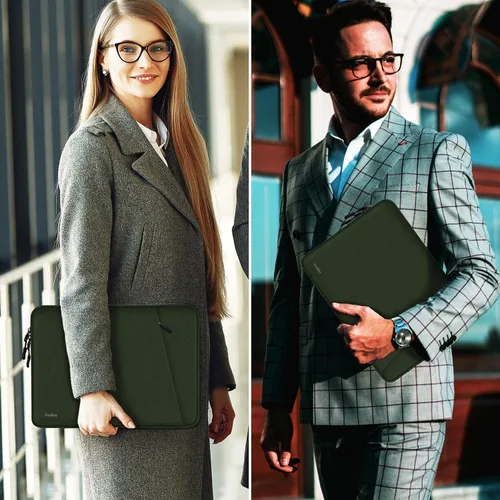 Miniatura 7 de Funda para laptop de 13.3 pulgadas, a prueba de golpes, funda protectora para computadora con bolsillo para accesorios, bolsa para laptop compatible