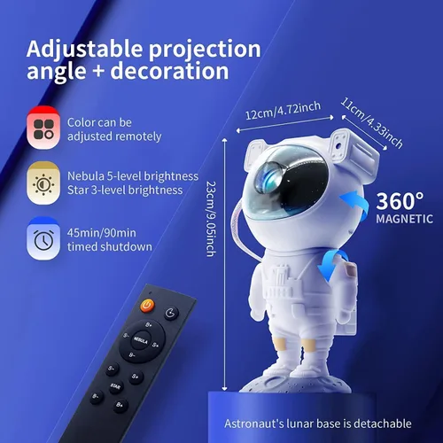 Miniatura 7 de Proyector de luz de astronauta, proyector de galaxia para dormitorio, proyector de estrellas con lámpara de luna, luz nocturna LED de nebulosa