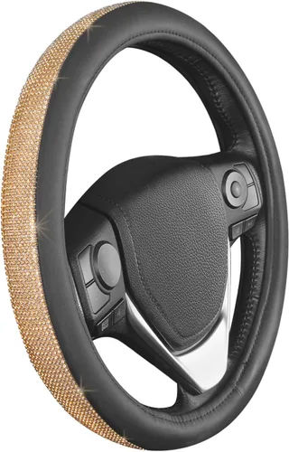 Miniatura 27 de Carbella Funda de volante suave de piel sintética trenzada negra, tamaño estándar de 15 pulgadas, se adapta a la mayoría de vehículos, funda mullida