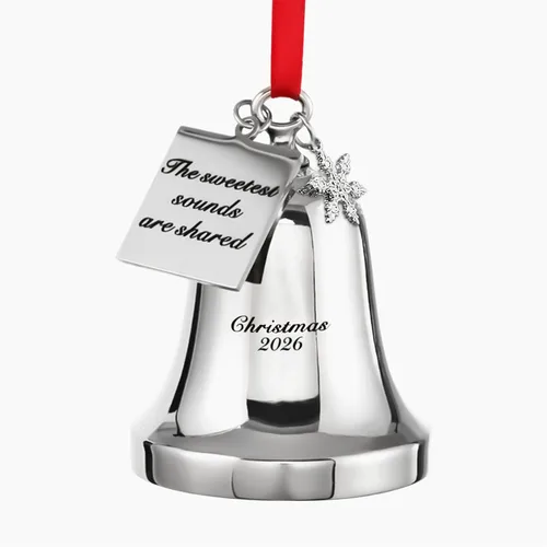 Miniatura 11 de JUPPE 2025 Campanas de Navidad Grabadas en Oro "Es una Maravillosa Vida" Adornos Colgantes para Árbol de Navidad Adornos de Boda y Aniversario