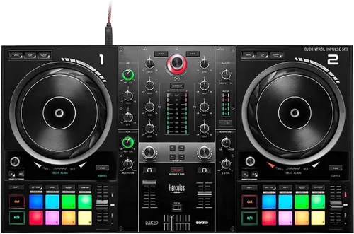 Miniatura 2 de Hercules DJControl Inpulse 500 MK2 Paquete de controlador DJ de 2 canales con estuche, cable de distribución TRS a RCA y paño de pulido Austin