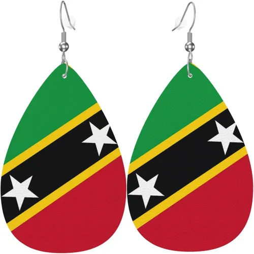 Miniatura 22 de Pendientes de bandera de país en forma de lágrima para mujer, ligeros, de cuero, colgantes, joyería patriótica para regalos