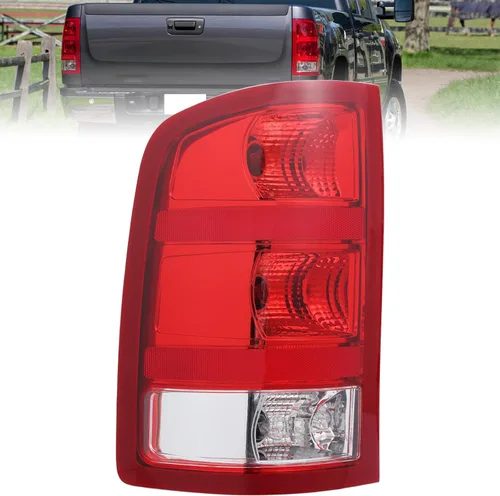 Boine Luz trasera izquierda del lado del conductor compatible con GMC Sierra 1500 2500HD 3500HD 2007-2013 carcasa de luz trasera, bombilla incluida