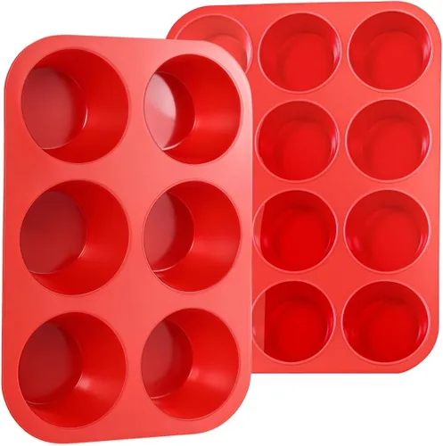 Miniatura 19 de CAKETIME Moldes de silicona para magdalenas para hornear, molde de tamaño regular para magdalenas, molde para hornear moldes de silicona