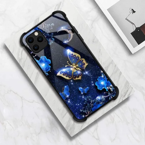 Miniatura 5 de Funda compatible con iPhone 11 Pro Max, funda para niñas y mujeres, cielo azul, flor, luna y mariposa Cielo Azul Flor Luna Mariposa