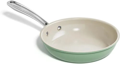 Redchef Sartenes antiadherentes de cerámica para huevos, sartén antiadherente, sartén de cocina de 8 pulgadas, no tóxica con mango que se mantiene