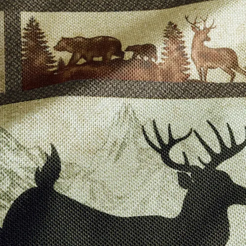 Miniatura 4 de Bonhause Rustic Cabin Bear Throw Pillow Covers 16 x 16 Inch Set of 4 Lodge Moose Deer Animal Decorative Pillows Case Polyester Linen Outdoor Cushion