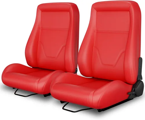 Miniatura 16 de 2 piezas de asientos universales de carreras con deslizadores de doble bloqueo, 1 par de asientos de cubo de cuero PVC con dos almohadas de Negro