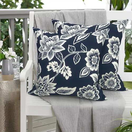 Miniatura 552 de Juego de 2 almohadas para exteriores de 16 x 16 pulgadas, repelentes al agua con interiores, para muebles de patio, hogar, jardín, geometría bohemia