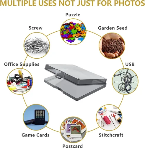 Miniatura 3 de Caja de almacenamiento de fotos de 5 x 7 pulgadas, 18 contenedores interiores extra grandes para organizar fotos, caja de almacenamiento de plástico