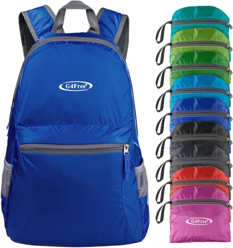 Miniatura 27 de G4Free Mochila ligera plegable de 20L, mochila de senderismo para viajes, mochila de día plegable para hombres y mujeres Naranja
