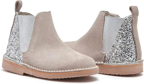 Miniatura 2 de Childrenchic - Botines Chelsea de gamuza con tacones brillantes, zapatos casuales de invierno para niñas, para la escuela, bodas y fiestas