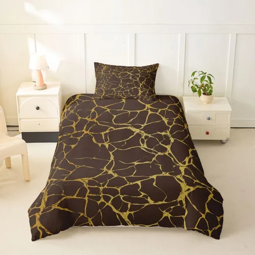 Miniatura 15 de Erosebridal Juego de funda de edredón de mármol metálico plateado, tamaño individual, juego de ropa de cama con purpurina gris plateado, diseño