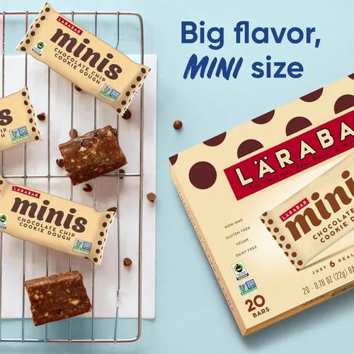 Miniatura 3 de Larabar - Mini barras de masa de galletas con chispas de chocolate, barra vegana de frutas y nueces sin gluten, barras de 0.78 onzas, 20