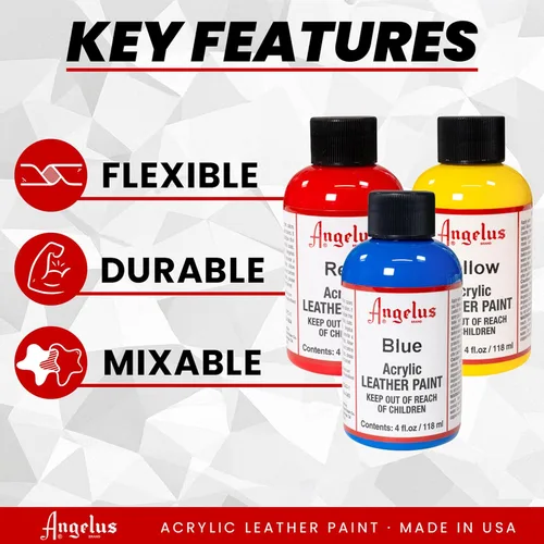 Miniatura 2 de Angelus - Pintura acrílica para cuero, 4 Fl Oz, color blanco - Pintura para cuero profesional flexible, resistente a grietas, arañazos