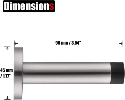 Miniatura 2 de JQK Tope de puerta, acero inoxidable 304 de grosor de 0.039 pulgadas (0.039 in), amortiguador de sonido, tope de puerta, protetor, 2 unidades, Punta