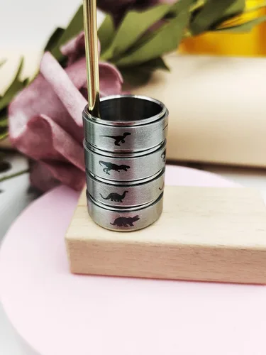 Miniatura 3 de INENIMARTJ Anillos giratorios de dinosaurio para mujeres y hombres, anillos giratorios de dinosaurio de acero inoxidable, anillo de ansiedad de C