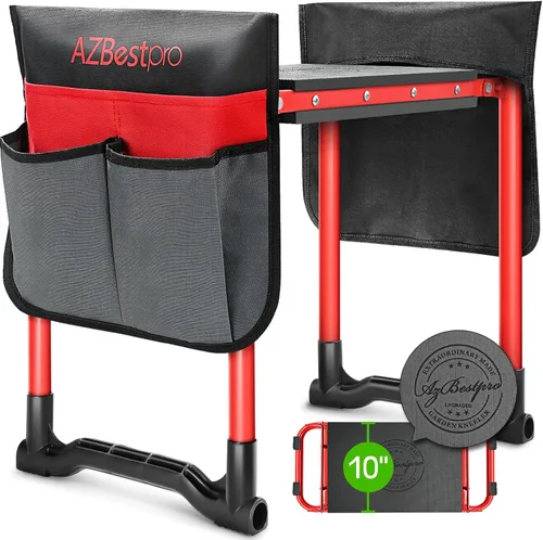AZBESTPRO Reclinatorio y Asiento de Jardín de Alta Resistencia, Taburete de Jardinería Plegable Mejorado, Ampliado a 25 cm de Estabilidad Resistente