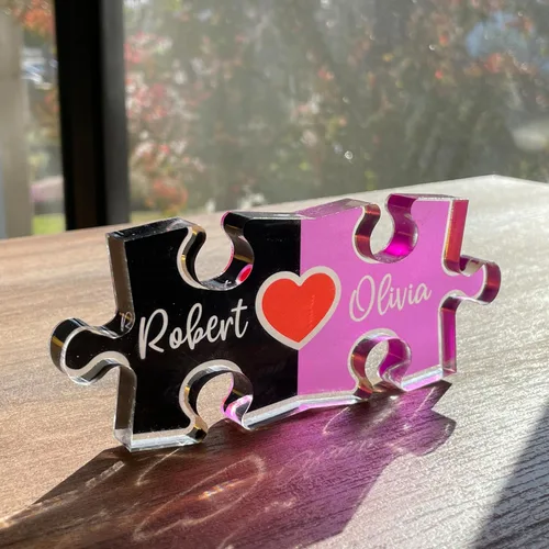Miniatura 6 de Regalos personalizados para parejas, letrero de nombre de rompecabezas para parejas, regalos del día de San Valentín para ella y él, acrílico