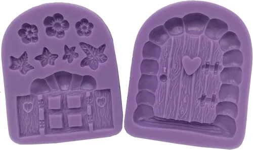 Funshowcase Enchanted Vintage Fairy Garden - Molde de silicona para puerta y ventana de casa para Sugarcraft, chocolate, fondant, resina, arcilla