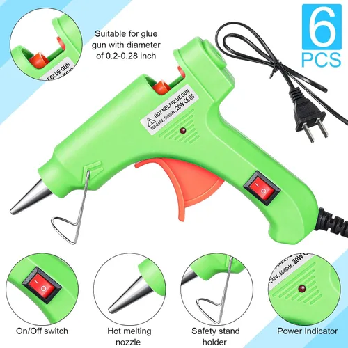 Miniatura 3 de Zhengmy 6 piezas de mini pistola de pegamento caliente, pistolas de fusión en caliente, precalentamiento rápido y gatillo fácil de apretar