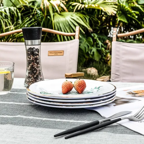 Miniatura 9 de Juego de 4 platos de ensalada de melamina, platos de ensalada/postre para uso en exteriores e interiores, inastillables, sin BPA, aptos para Marine
