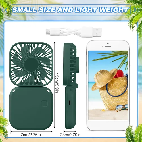Miniatura 2 de Hortsun 6 piezas de collar portátil a granel, mini ventilador de mano personal recargable por USB, pequeños regalos de refrigeración plegables