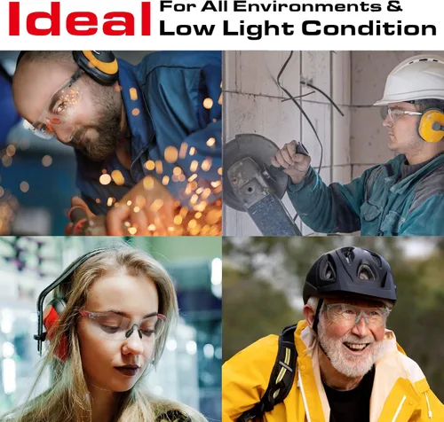 Miniatura 9 de ANSI Z87.1 Gafas de seguridad, antivaho, resistentes a los rayos UV, al impacto y a los arañazos para protección ocular en el trabajo, deportes